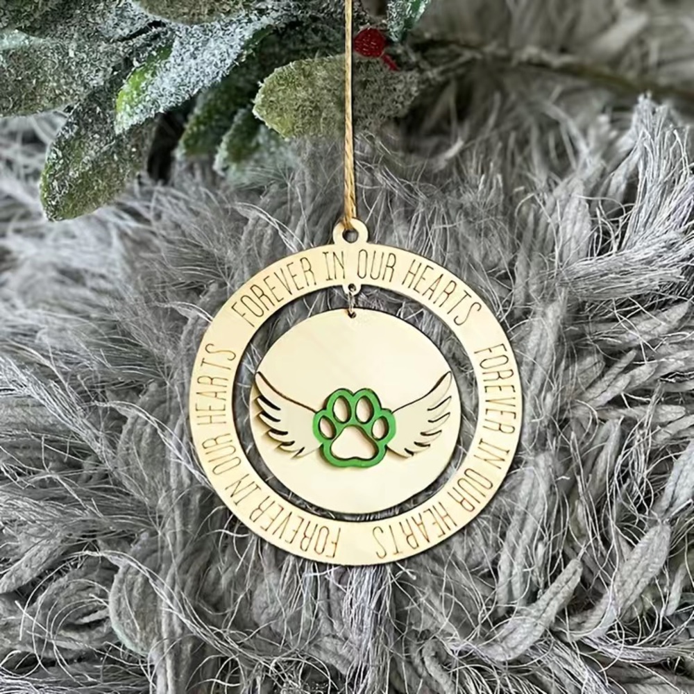 Round Angel Pet Paw Christmas Ornament - Picture 4 of 5